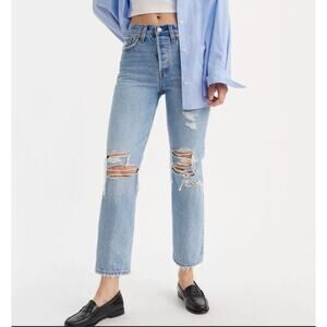 Levi's Wedgie Straight 501 Distressed Jeans 28x30